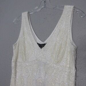 Vintage Pisarro Nights Dress Ivory Beaded Maxi Art Deco Bridal Fairy Glam NWT